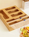 Bamboo Organizer Food Film Dispenser Wrap Dispenser